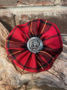 Clan Crested Tartan Rosette Brooch