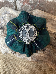 Clan Crested Tartan Rosette Brooch