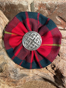 Tartan Rosette Brooch @ large Celtic Knot badge