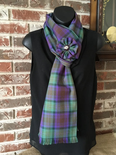 Clan & Specialty Tartan Long Scarf with Rosette